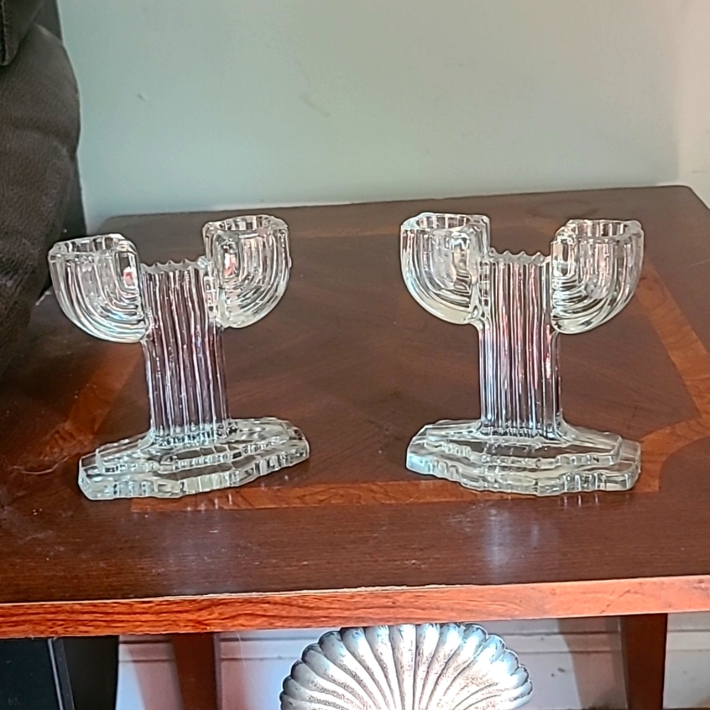 Anchor Hocking Antique candleholders MCM, EUC